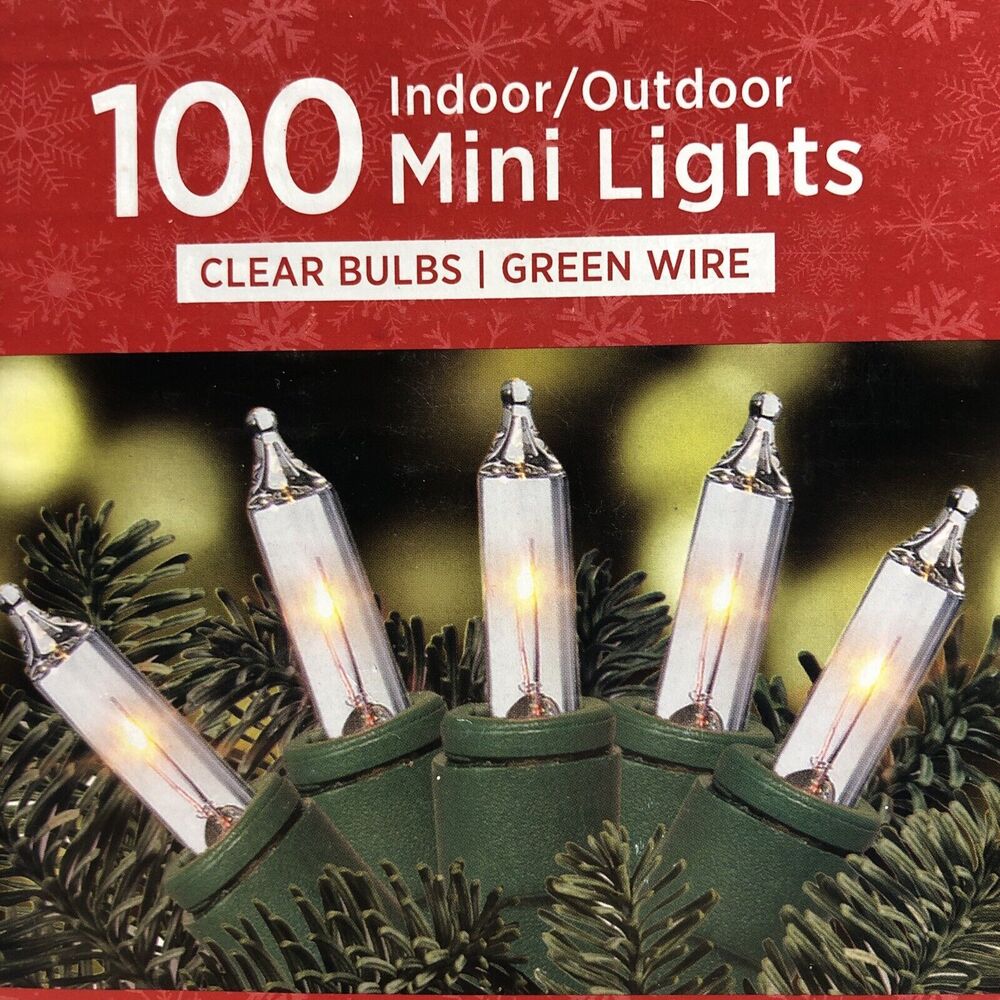 Christmas Lights 100 Mini Clear Bulbs Green Cord Indoor/Outdoor by Holiday Style